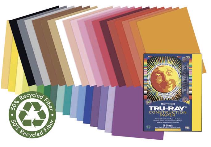 Pacon 103063 Tru-Ray Construction Paper, 76 lbs., 12 x 18, Assorted, 50 Sheets/Pack(Art Paper)
